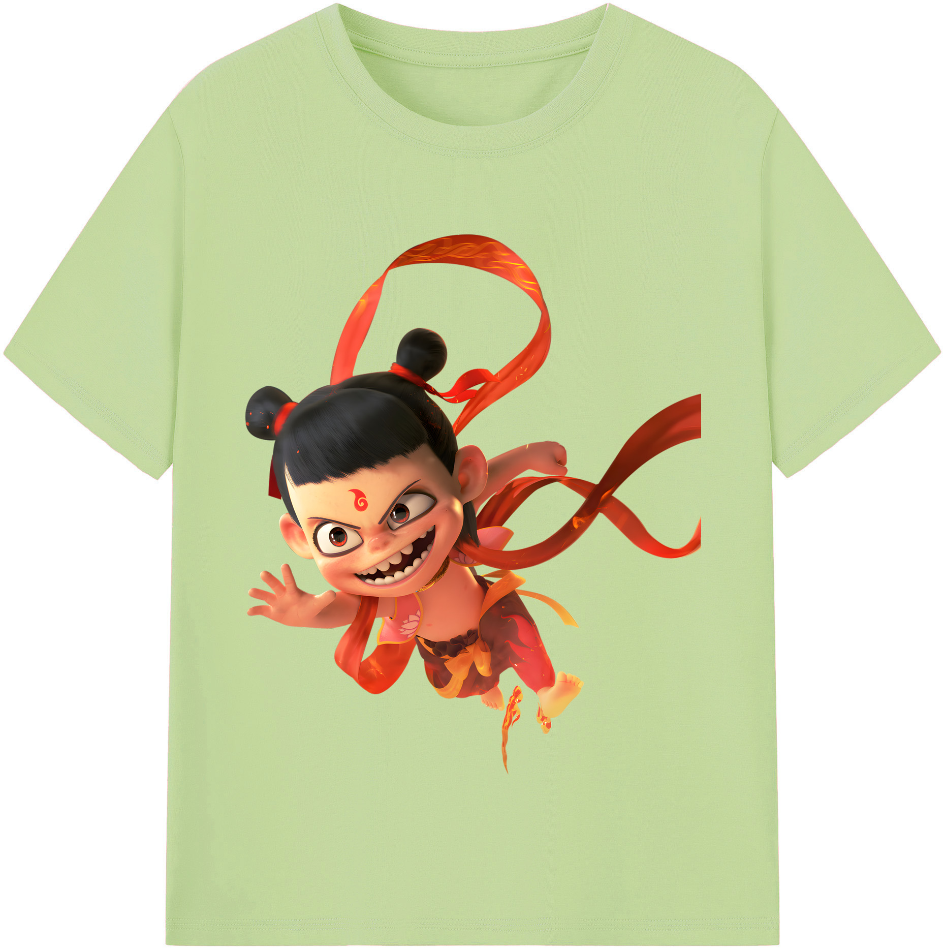 （画像用） Ne Zha 2 ナタ 魔童の大暴れ 綿100％半袖Tシャツ（フロントプリント）